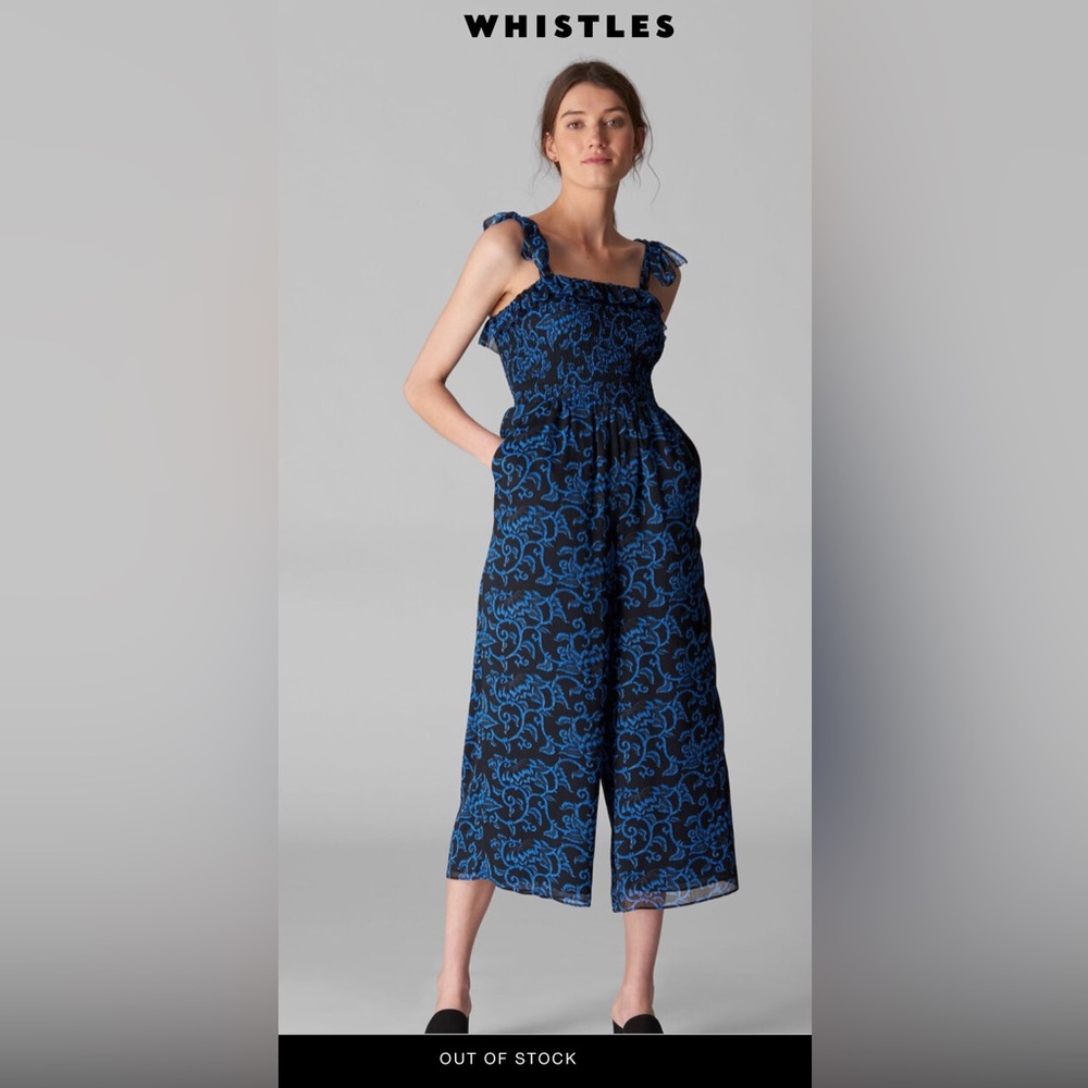 NWOT Whistles Blue Bali Jumpsuit size US 2 Resort Vacation Cruise - Picture 11 of 12